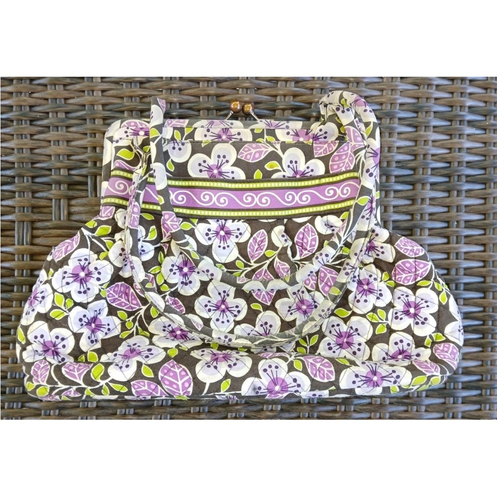 Vera Bradley Eloise plum petals purse handbag kiss lock closure